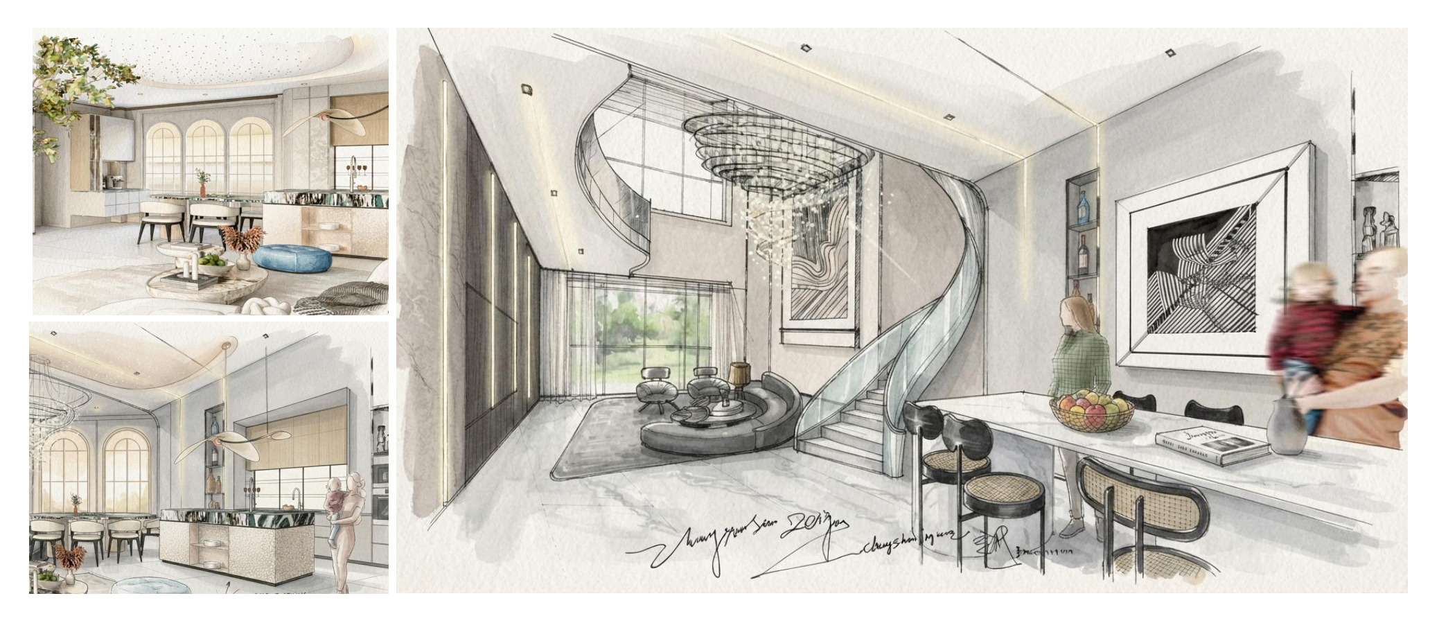 Hand-drawn interior visions · 手绘空间效果图